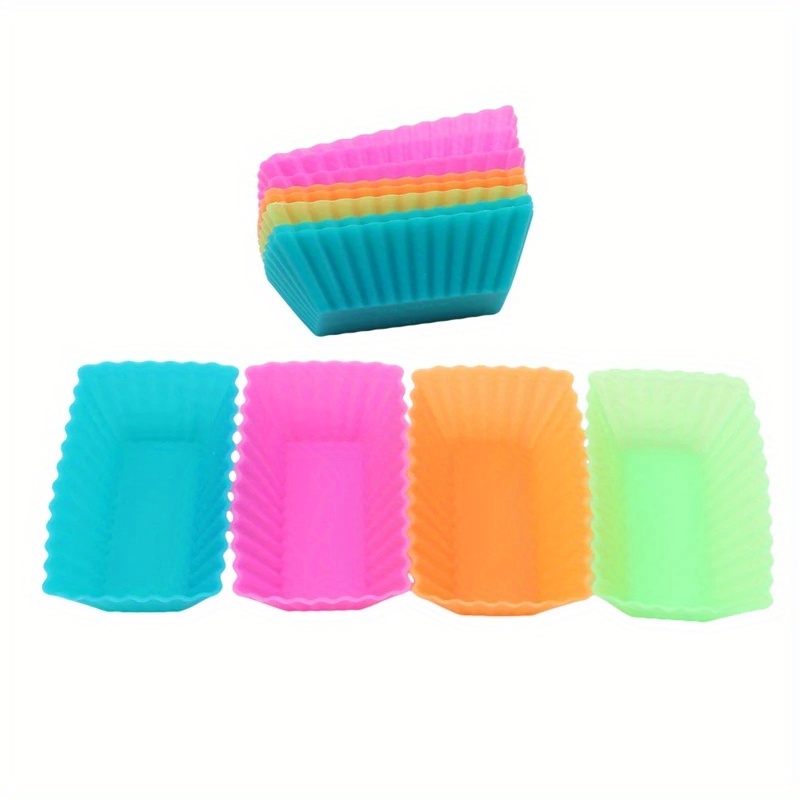 5 10pcs silicone rectangle muffin cups cupcake cups reusable cupcake liners muffin molds pudding mold baking tools kitchen gadgets kitchen accessories home kitchen items details 2