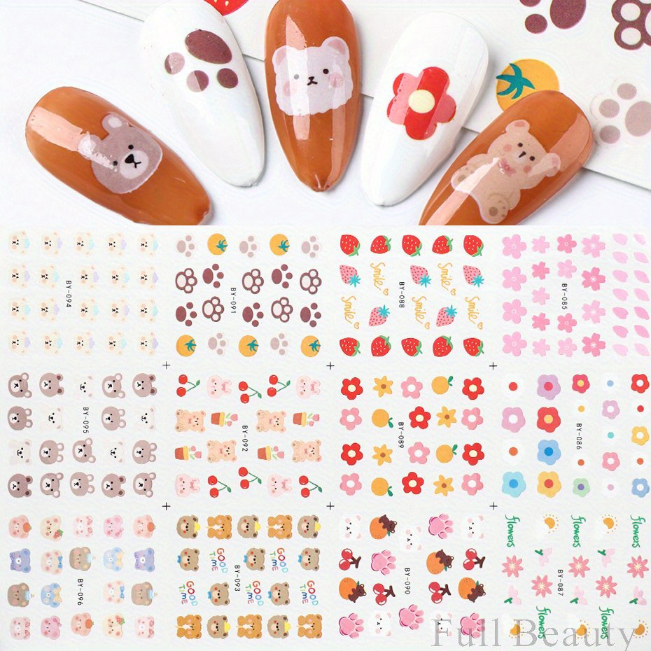 Kawaii Panda Nail Art Stickers - Cute Bamboo Letter Designs For