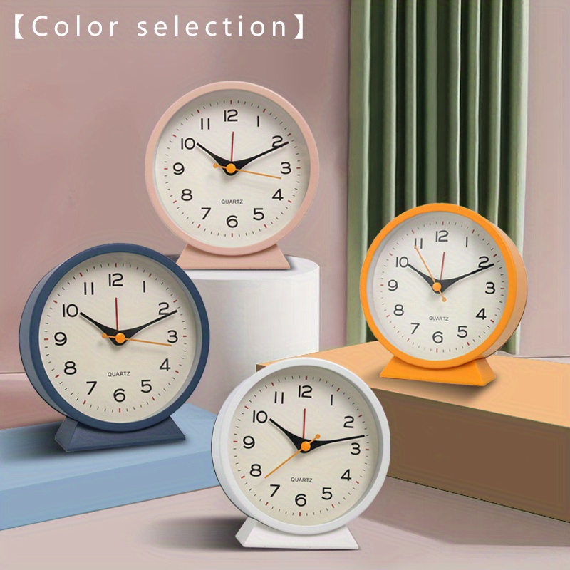 AYRELY® Reloj despertador analógico de 4.5 pulgadas, pequeño reloj de  escritorio retro que funciona con pilas, reloj de mesa de metal brillante  con