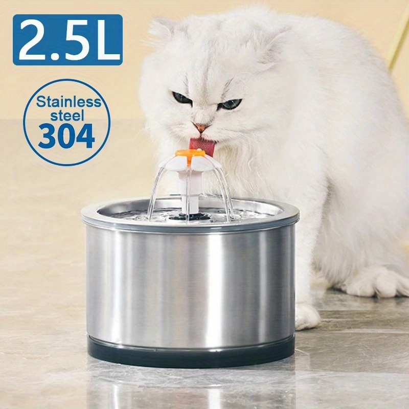Cat Water Fountain Stainless Steel Drinker Cat Drinking Temu