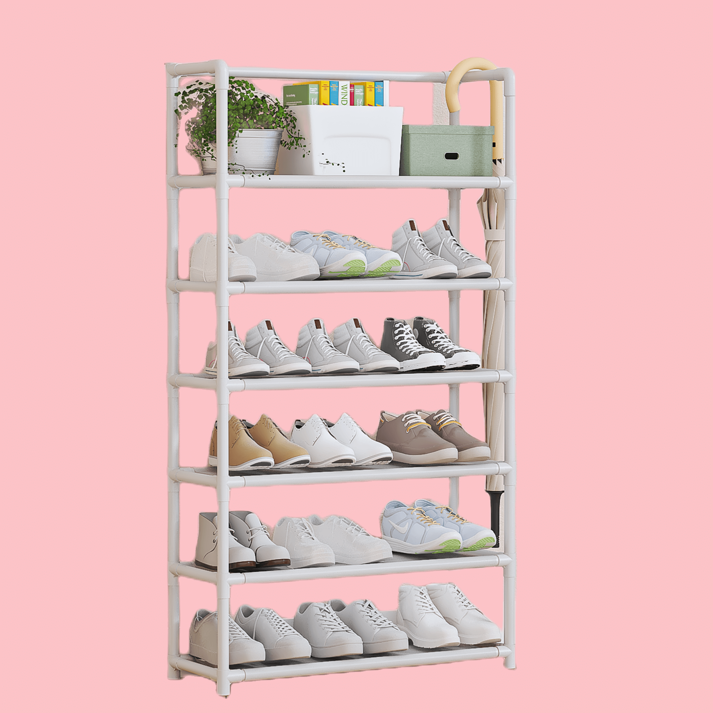 1pc, 6-Tier Large Capacity Shoe Rack For More Than 20 Pairs Shoe, With  Topper Storage Shelf, Plastic Shoe Rack For Living Room Entrance Dormitory,  Spa