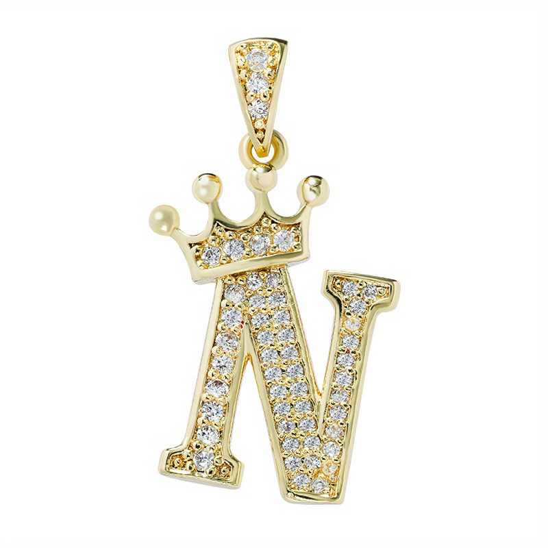 BETITETO 26Pieces A-Z Letter Charms Cubic Zirconia Gold Plated Brass Glitter Pendants for Making Jewelry Bracelets Necklace Earring DIY Craft