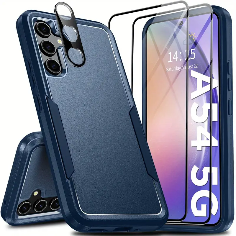 1] For Galaxy A54 Case, Galaxy A54 Case With [ Tempered Glass Screen  Protectors] & [ Hd Lens Protector], Military Shockproof Rugged A54 Phone  Case - Temu