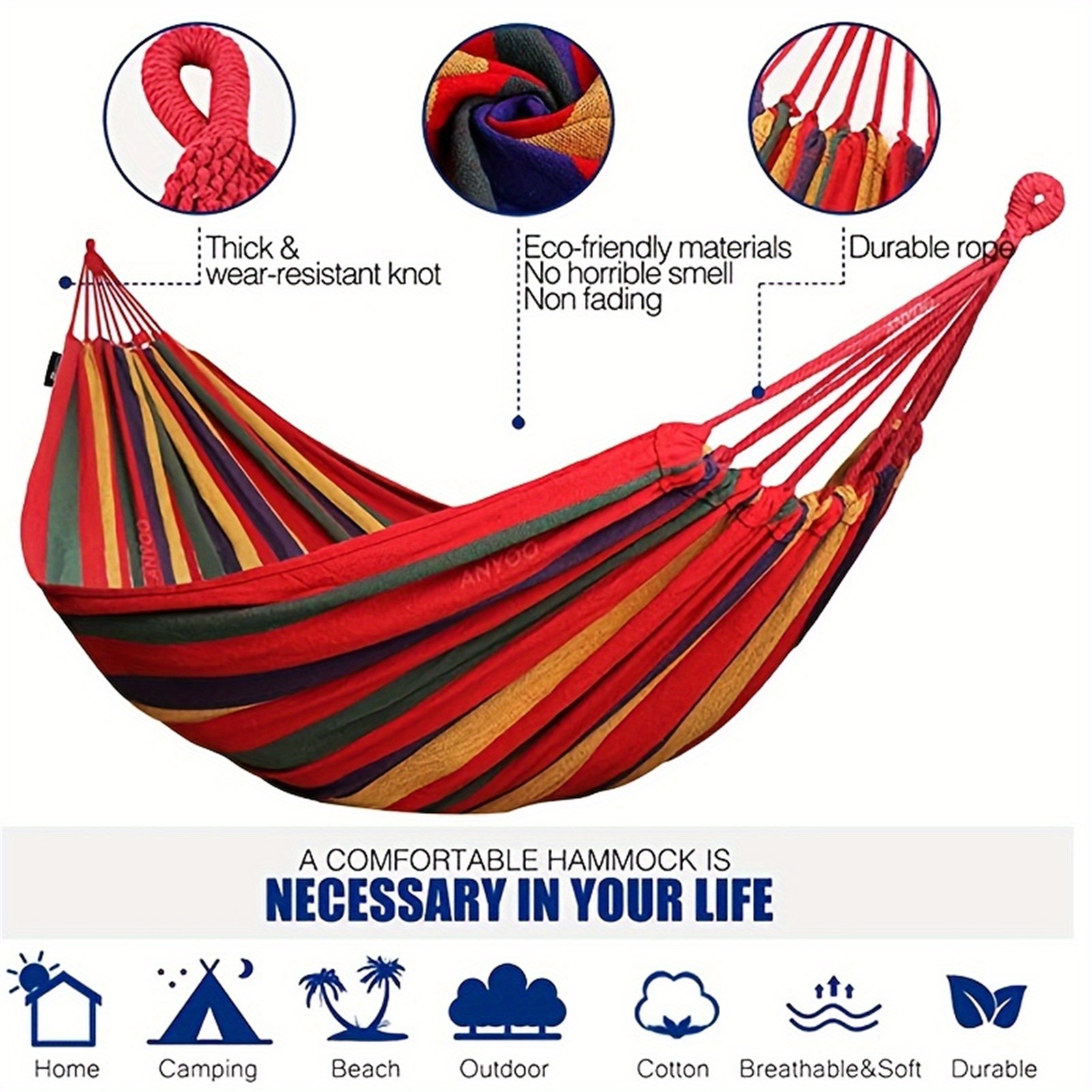 Hammock Outdoor Garden Camping Hammock With Tree Straps For Hanging
