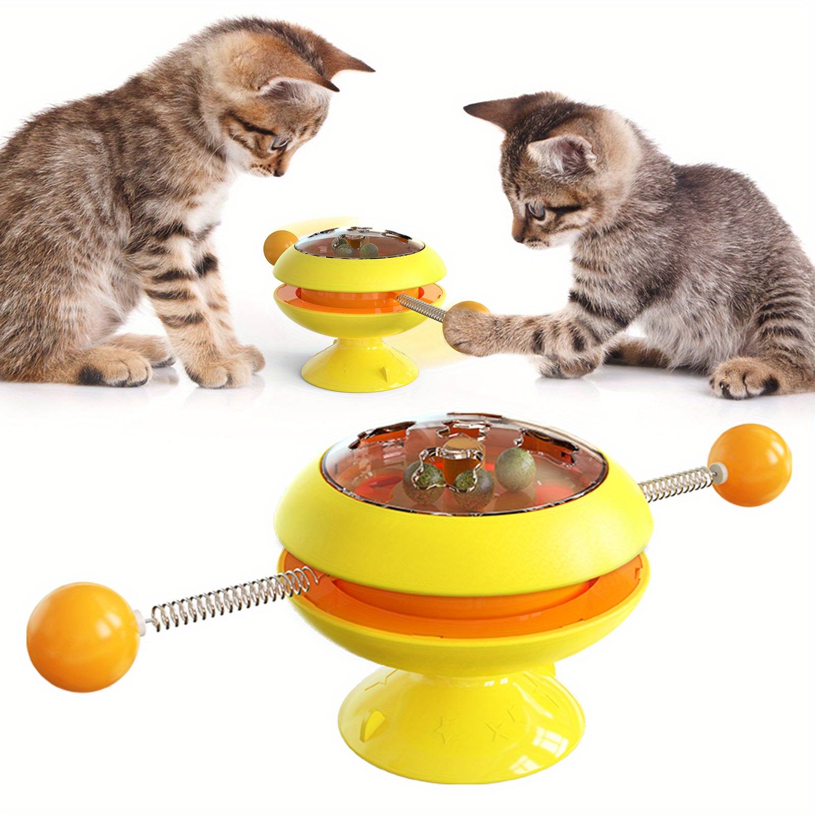 1pc pet automatic turntable cat teaser toy catnip interactive toy for cat for fun relieve anxiety details 2