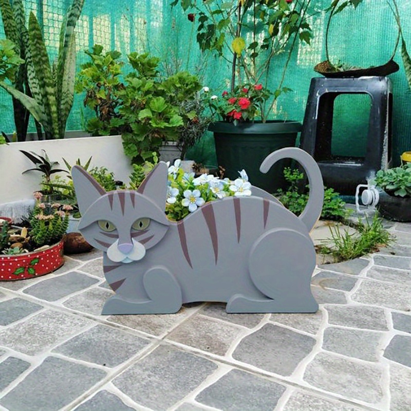 1pc cute cat plant pots plastic animal shaped succulent - Temu
