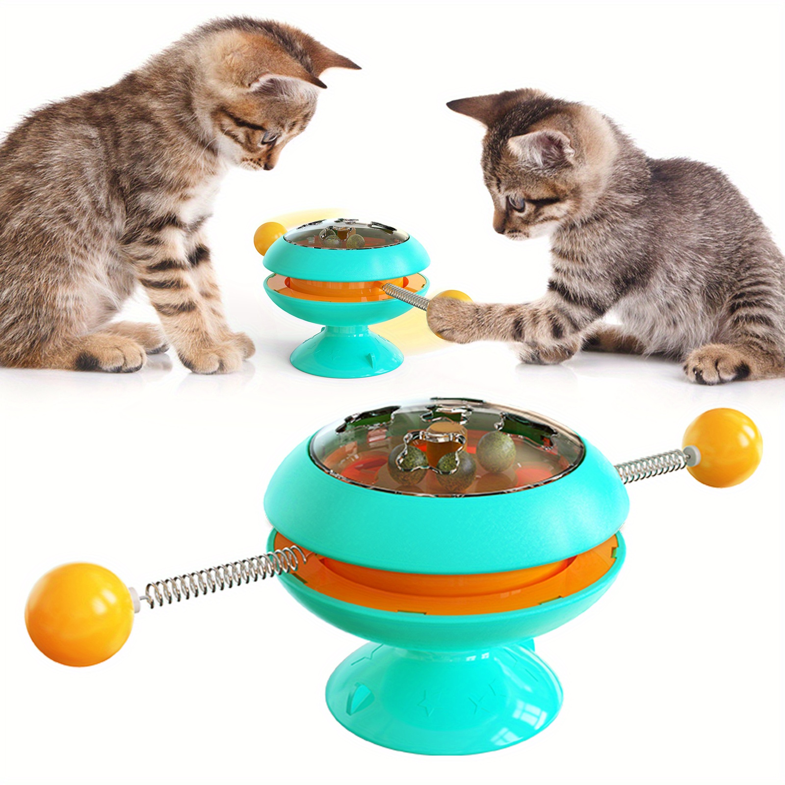 1pc pet automatic turntable cat teaser toy catnip interactive toy for cat for fun relieve anxiety details 0