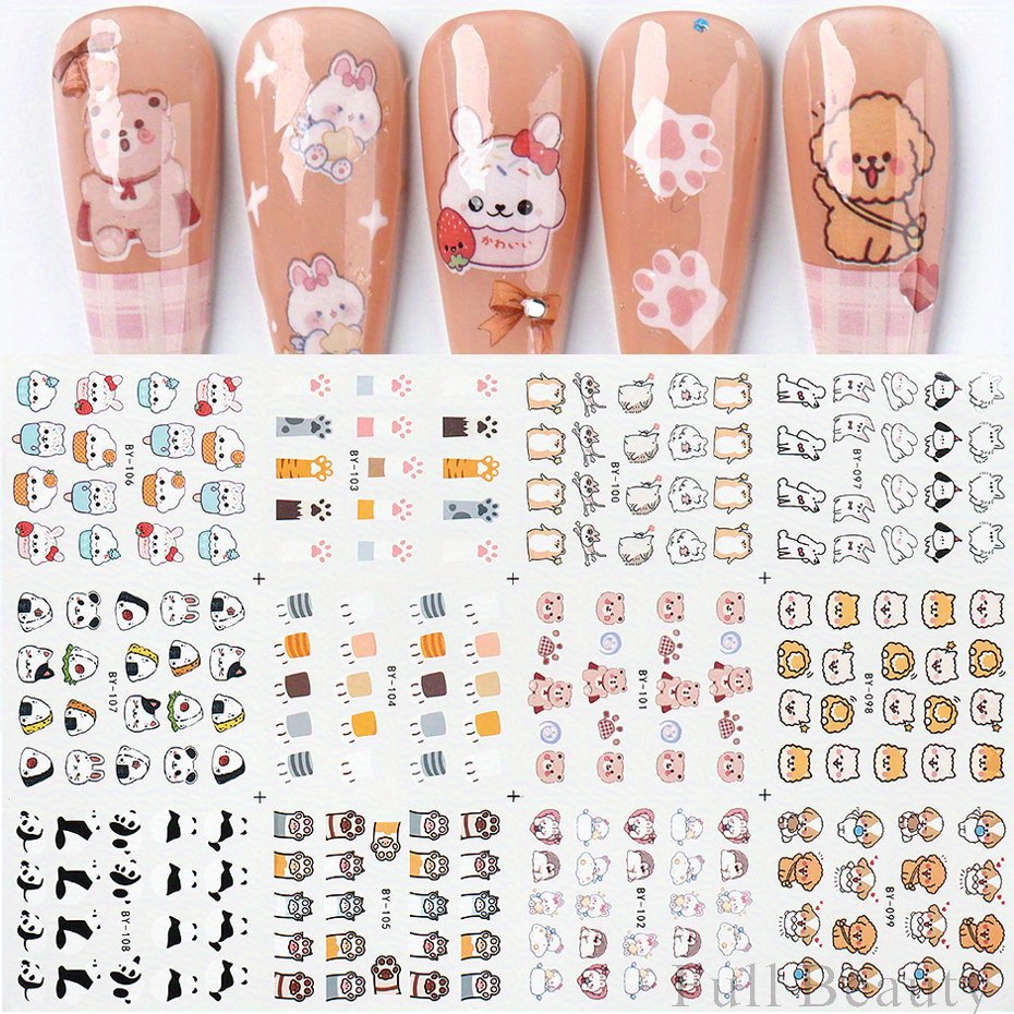 Kawaii Panda Nail Art Stickers - Cute Bamboo Letter Designs For Water Decals  And Watercolor Tattoos - Temu