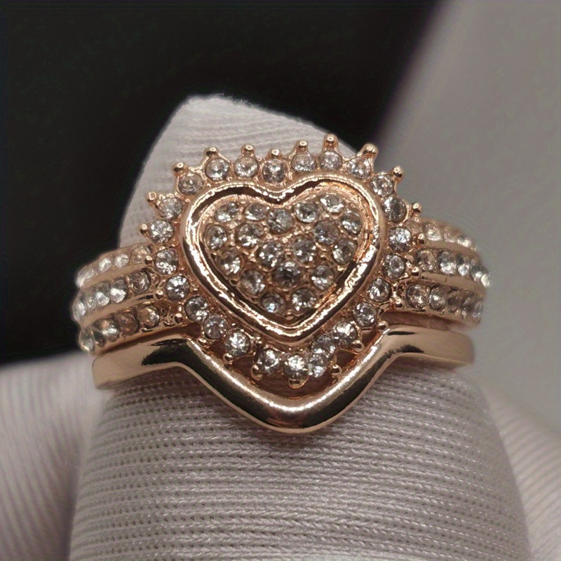 Men's Stainless Steel Rhinestone Heart Ring