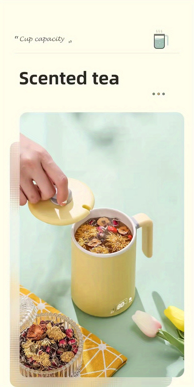 7 min Quick Boiling Electric Kettle Stew Cup 2 in 1 8 - Temu