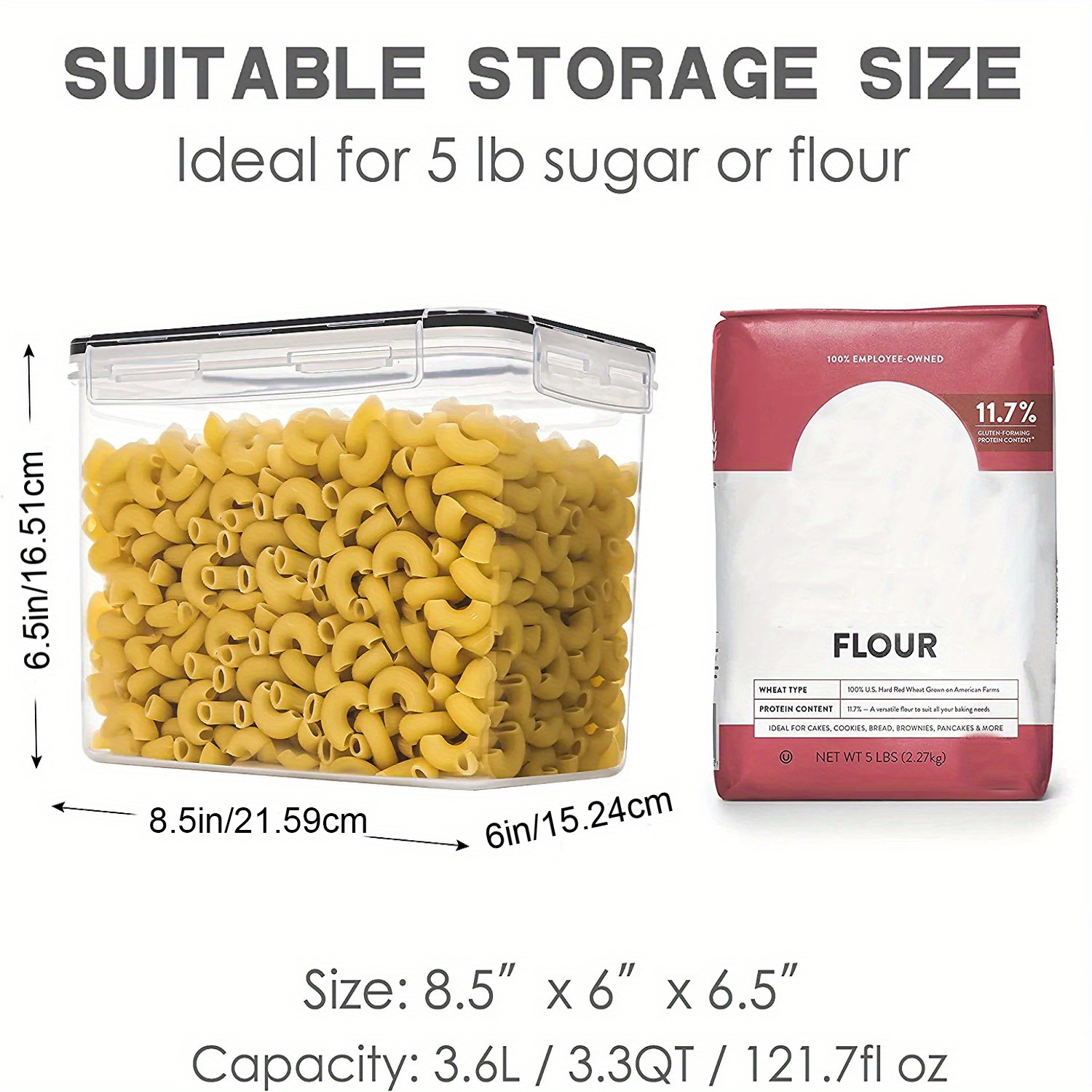 Flour And Sugar Container With Lids (6.5 Liters Each) - Airtight Kitchen &  Pantry Bulk Food Storage