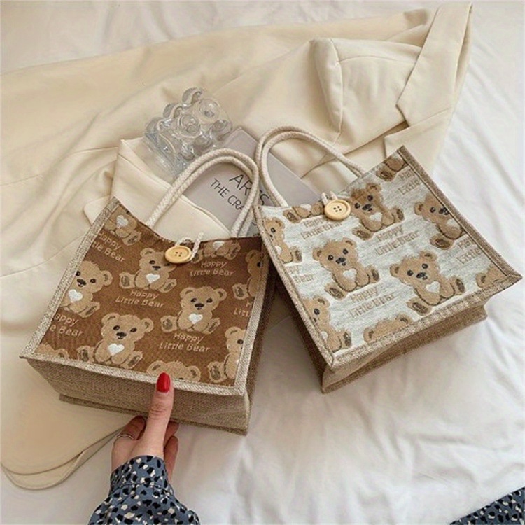 Fashionable Lightweight Cartoon Bear Pattern Handbag Box-shaped Bag