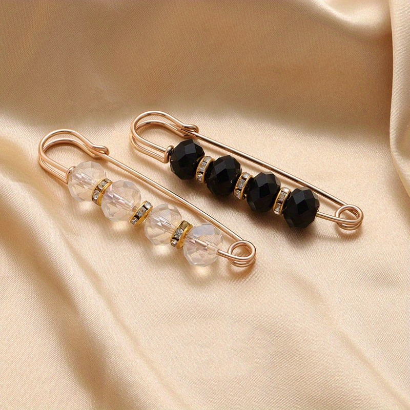 Crystal Bead Brooch Decorative Safety Pin For Clothes - Temu