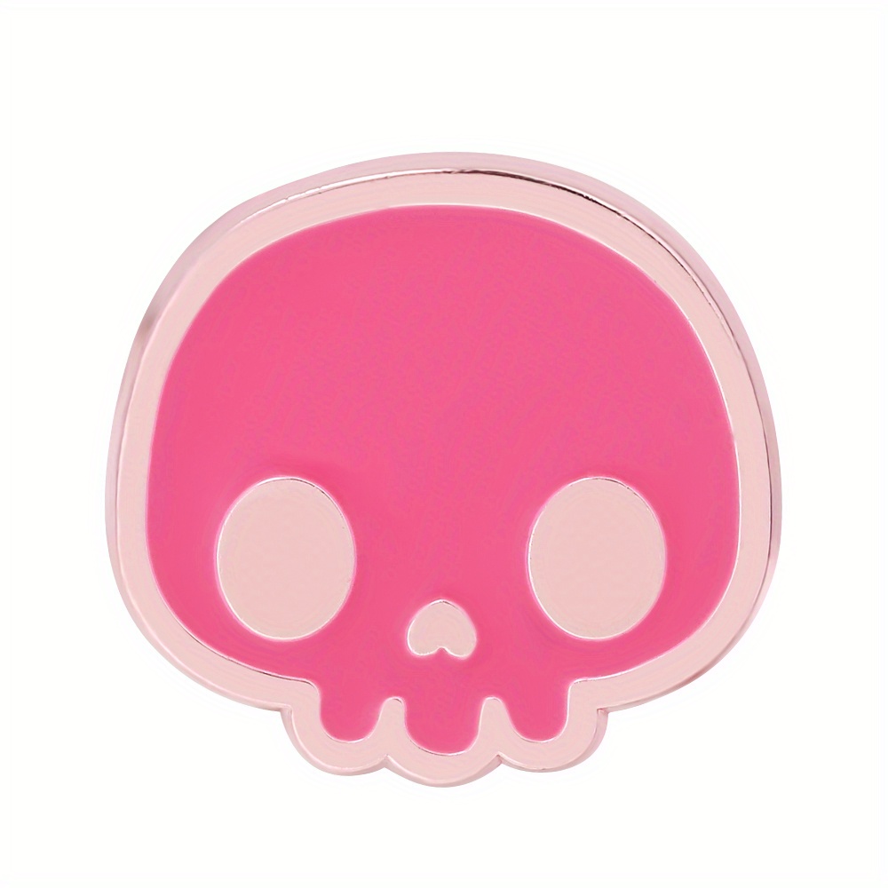 Stylish Pink Skull Brooch for Men - Metal Painted Badge for Backpacks and Clothing Accessories, Adds a Bold Touch to Your Outfit