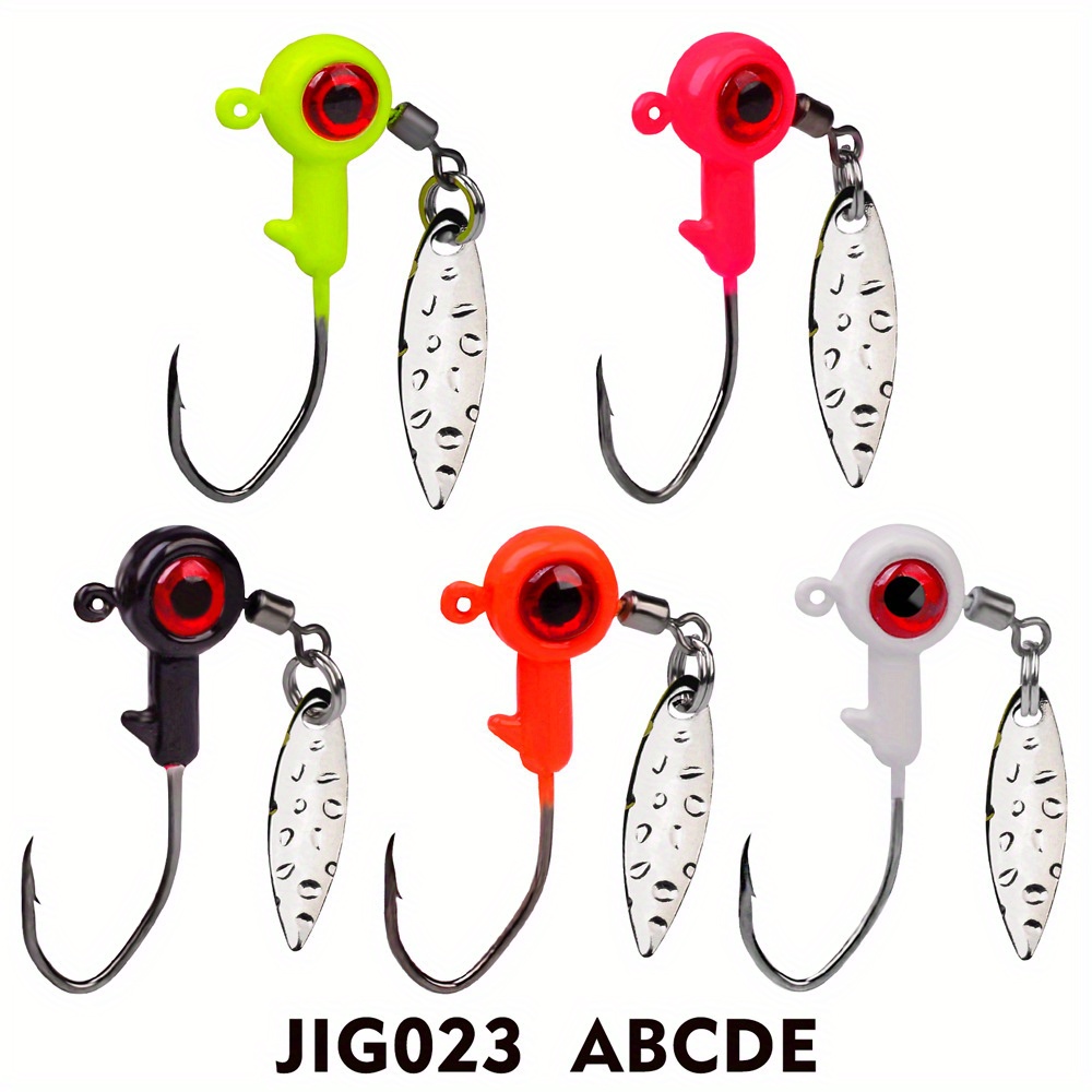 GZLCEU 60 pieces lead head fishing hooks, jig hooks set with round jig head  for rubber fish for predatory fish, various sizes 2g, 3g, 4g, 5g, 7g, 10g