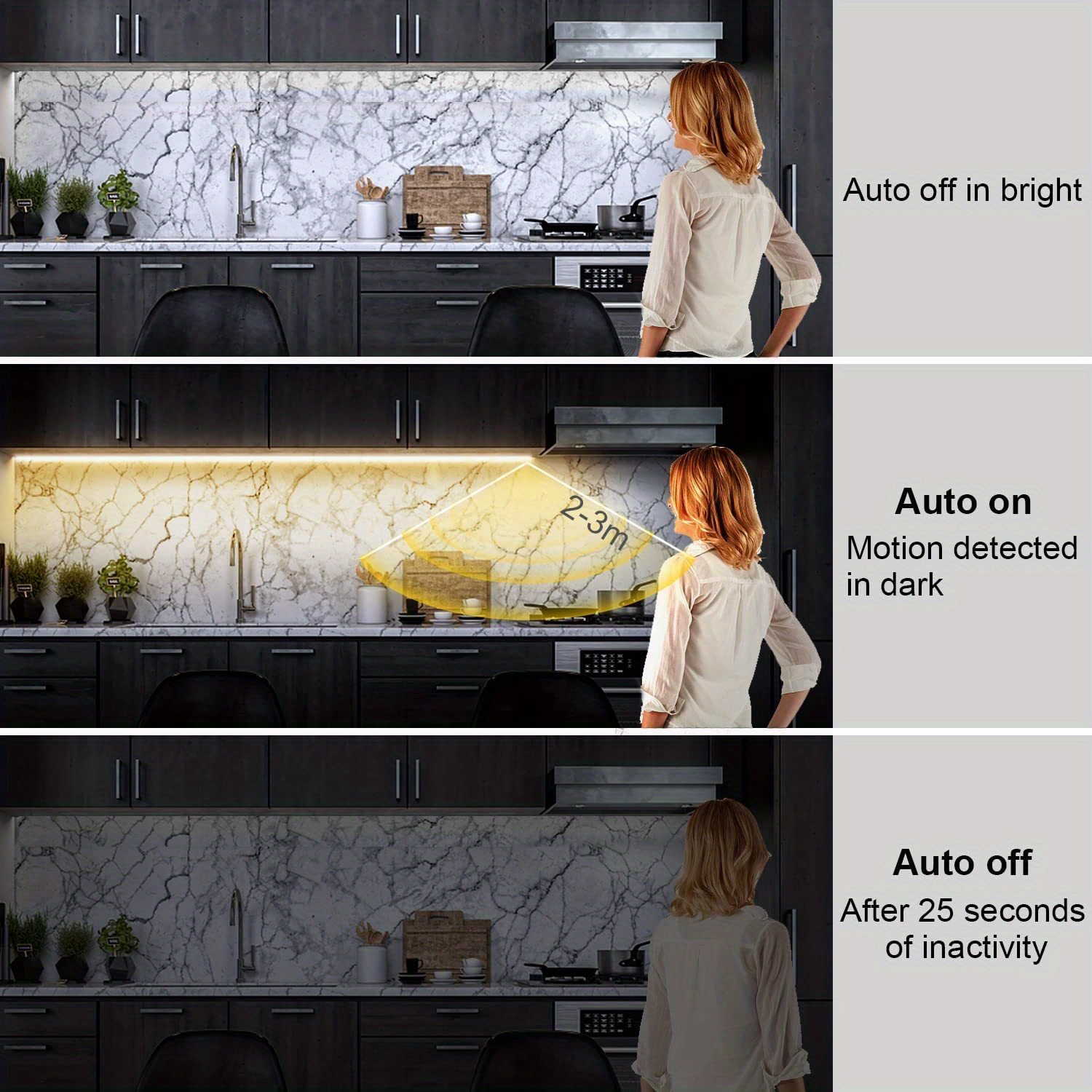 brighten up your home instantly with motion activated led under cabinet lighting details 3