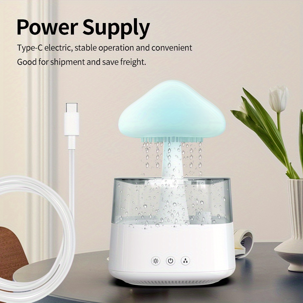 7 colors rain cloud humidifier and oil diffuser with led night light relaxing sound of rain for better sleep and comfortable living details 0
