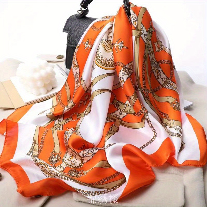 Vintage square scarf in orange