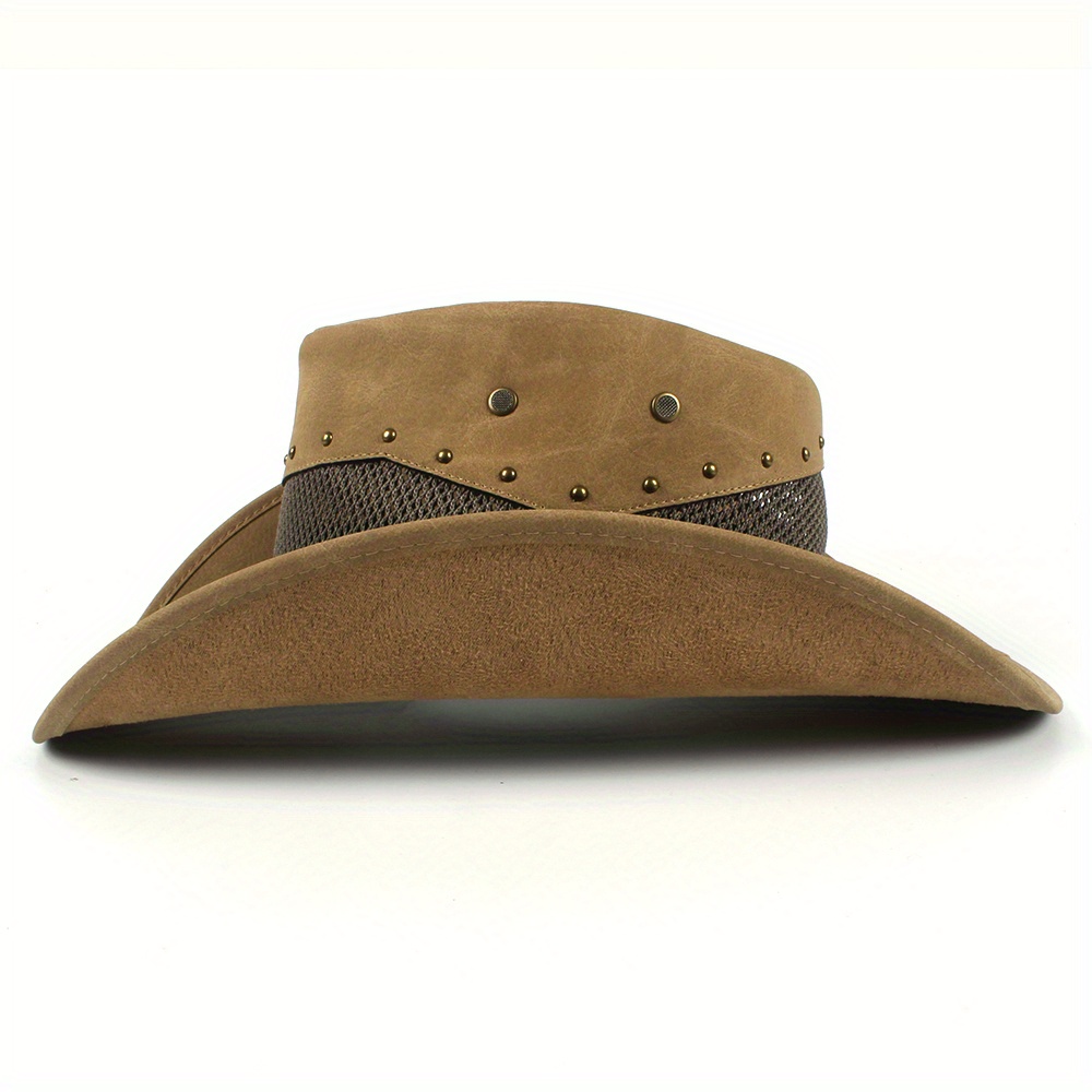Vacation PU Leathe Cowboy Hat Unisex Western Hat Fedora Sombrero Hombre  Caps Size 22.83-23.23inch For Women Men