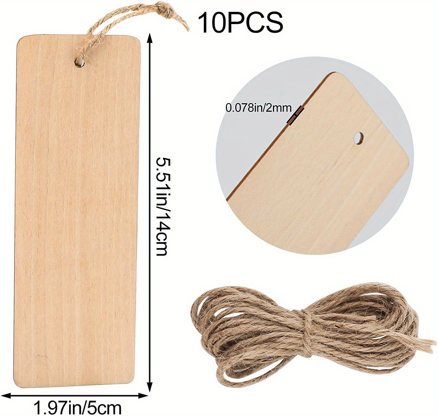 60/40/20 Wood Blank Bookmarks DIY Craft Wooden Bookmark Bulk Wooden Book  Marks Hanging Tag with Tassel Jute Rope for Party Decor - AliExpress