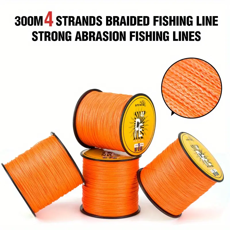 Super Strong Orange Pe Braided Fishing Line 4 strand - Temu
