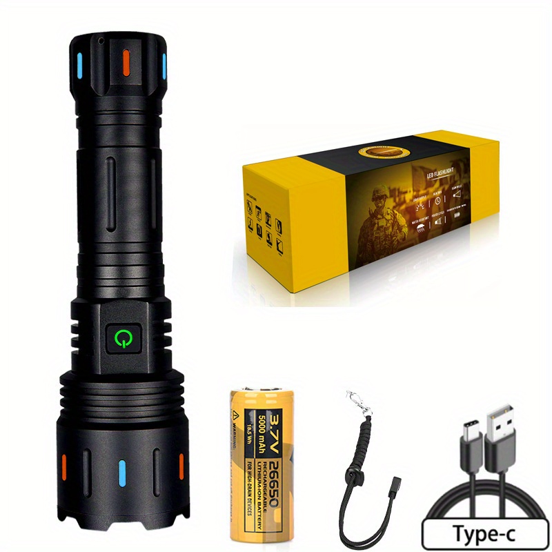 New 50W High Power LED Rechargeable Ultra Powerful Tactical Flashlights  Torch USB Charging Battery Outdoor Light Camping Fishing
