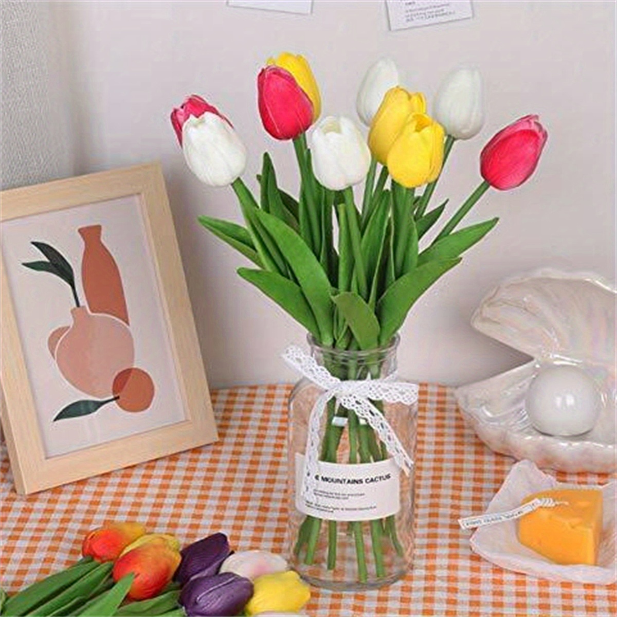 Tulipani multicolori fiori artificiali steli di tulipano Real Feel tulipani  per Bouquet da sposa composizione floreale decorazioni per la tavola del  cimitero - AliExpress