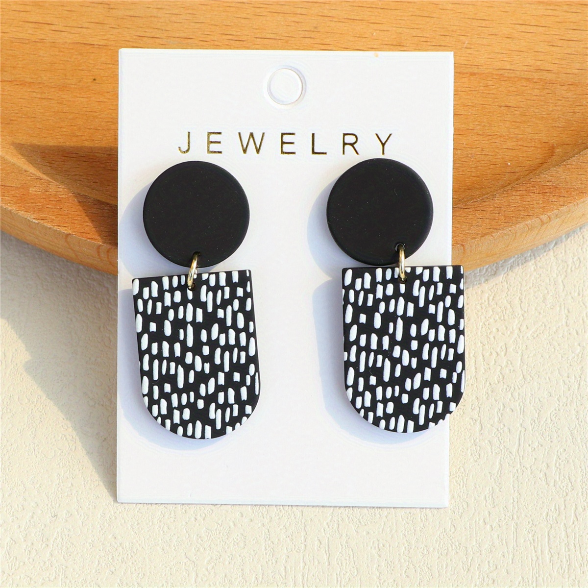 White Pattern Black Dangle Earrings Retro Bohemian Style Acrylic Jewelry Delicate Gift For Women