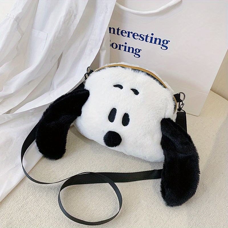 Cartoon Dog Shaped Shoulder Bag, Foldable Lightweight Zipper Crossbody Bag,  Cute Plush Phone Bag - Temu