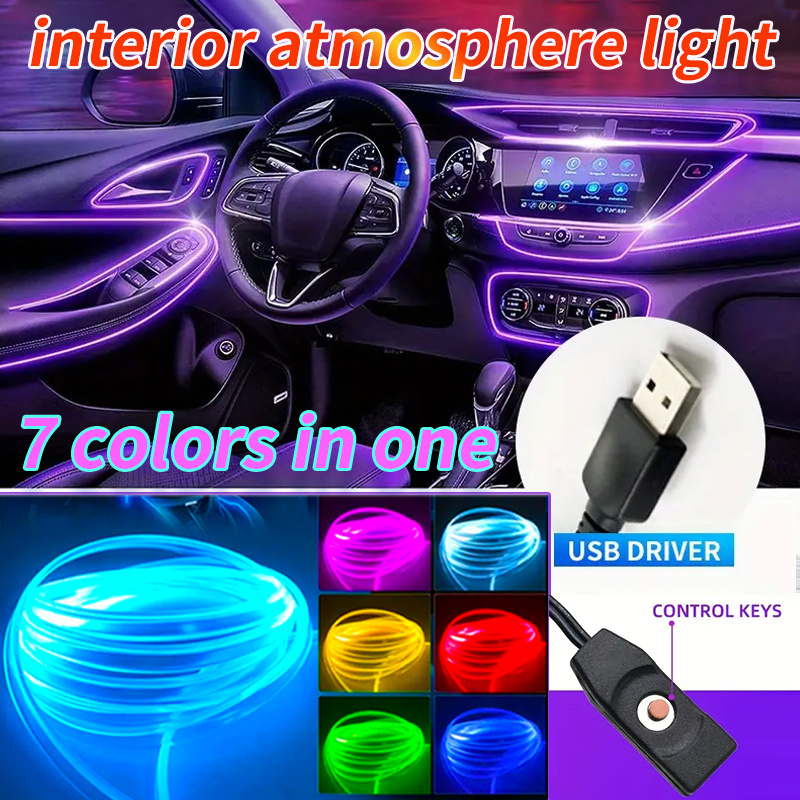 7 Colors Rgb Car Led Interior Light Strips Led Strip Lights - Temu