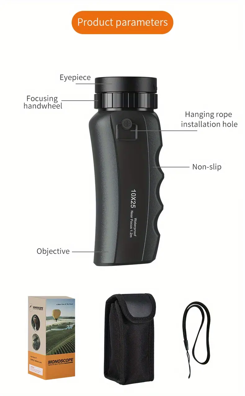 1pc10x25 waterproof monocular telescope high definition outdoor telescope can be used with mobile phones to take photo suitable for bird watching camping travel life concert details 21