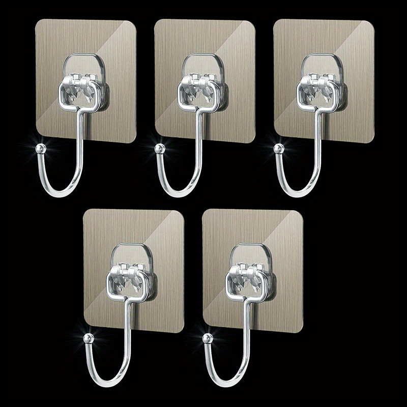 8pcs Wall Hook Stainless Steel Multipurpose Traceless Hook Home Sticky Hook