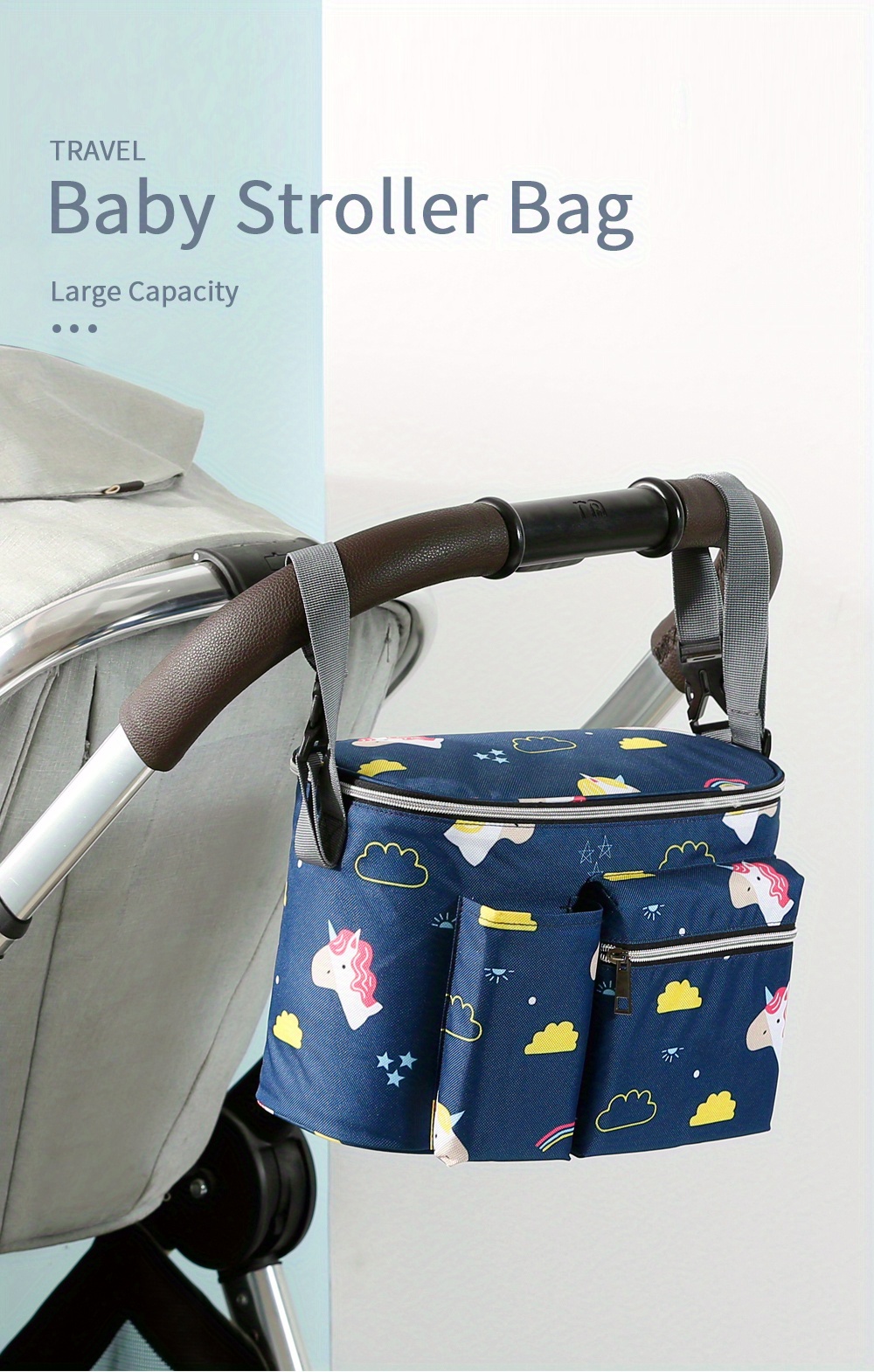 Multifuctional Diaper Bag, Organizer Storage Bag, Large Capacity Hand Bag,  Waterproof Travel Storage Bag, Shoulder Bag, Baby Stroller Accessories,  Portable Hanging Bag - Temu