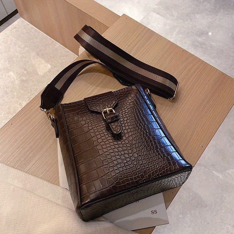 Longchamp Roseau Croc Stamped Leather Crossbody Bag