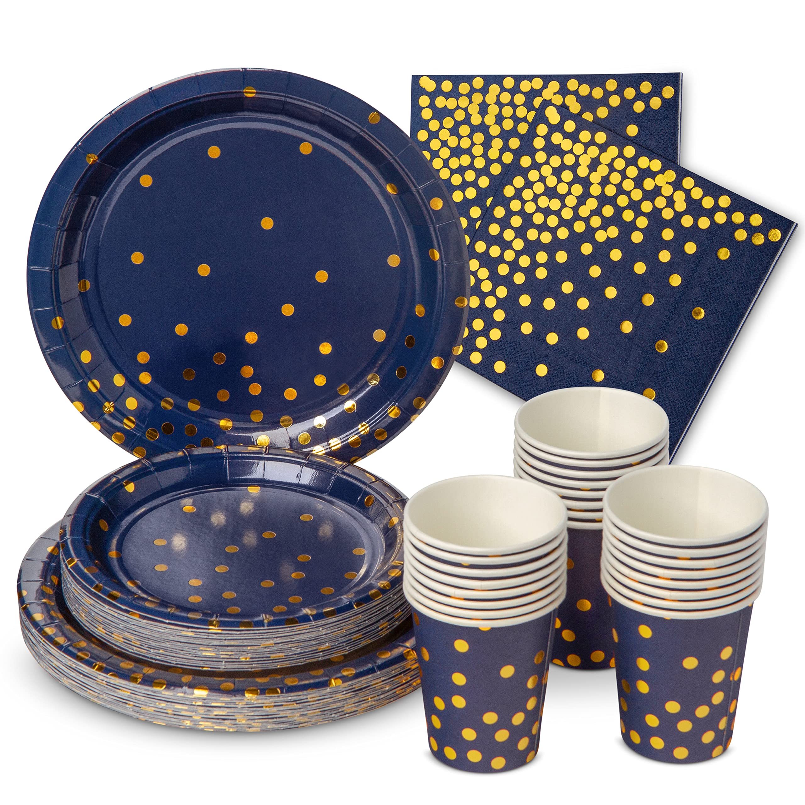 Blue and gold paper plates sale