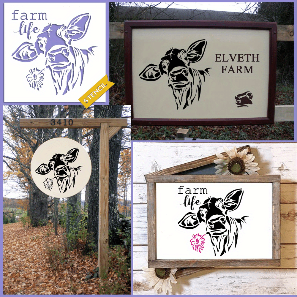 Farmhouse Animals Welcome Stencil Farmhouse Sign Stencil Cow 