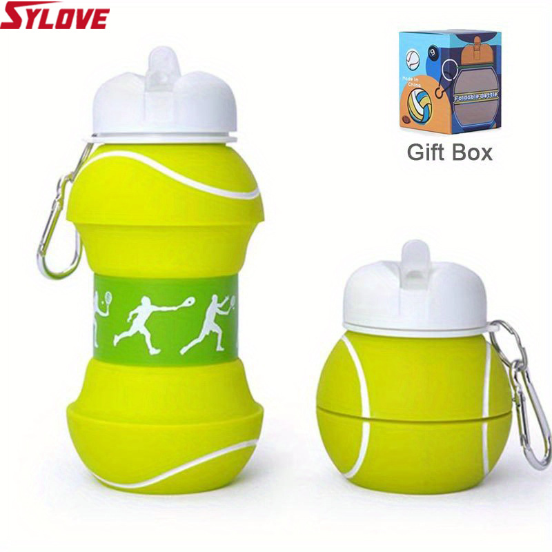 550ml Foldable Football Kids Water Bottles Portable Sports Water Bottle  Football Soccer Ball Shaped Water Bottl Silicone Cup