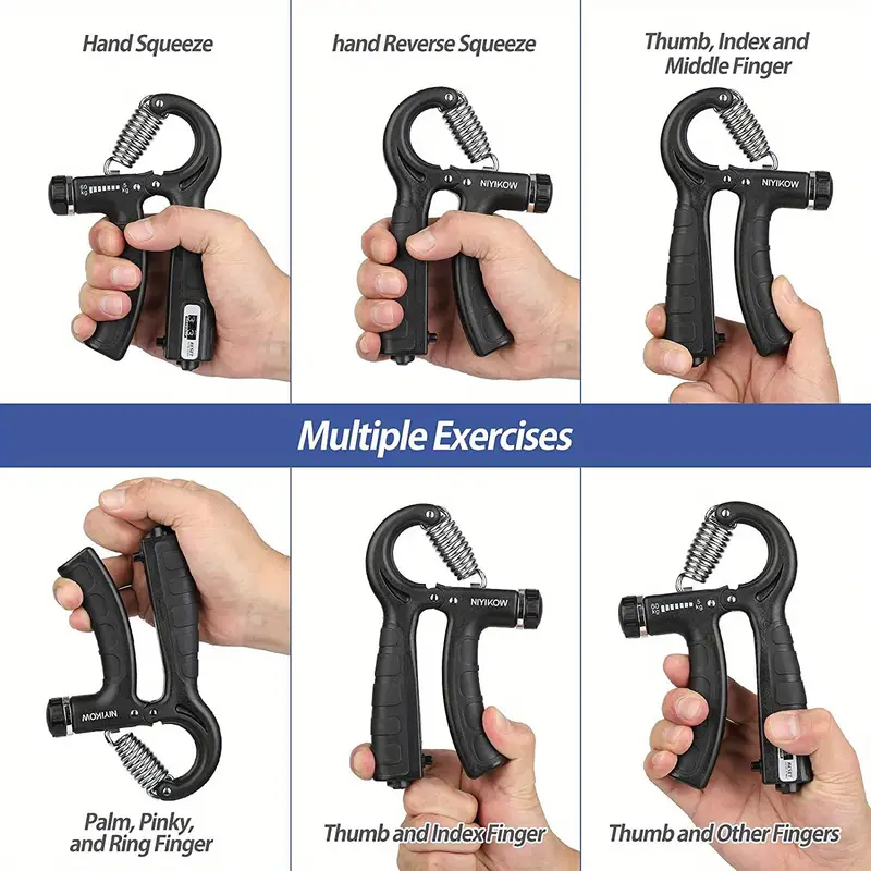 5pcs grip strength trainer kit with counter adjustable hand gripper finger exerciser relax ball and more enhancing hand strength reducing stress black relax tools feature durable polypropylene gym accessories Product details 6