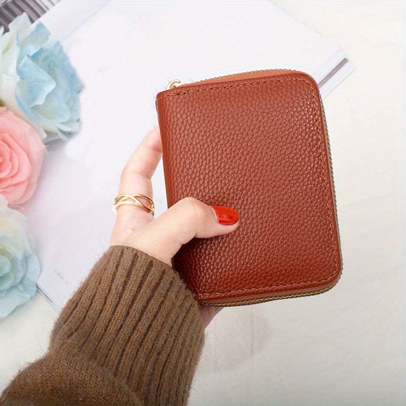 Mini Short Credit Card Holder Zipper Around Coin Purse Pu Leather Card  Organizer Wallet 4 33 X3 15 X0 79 - Bags & Luggage - Temu