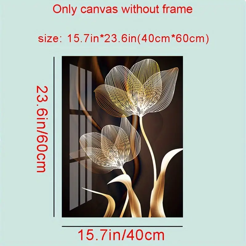 decor, 3pcs black and golden flower wall art canvas painting for living room decor modern abstract design 15 7x23 6in 40x60cm no frame required details 4