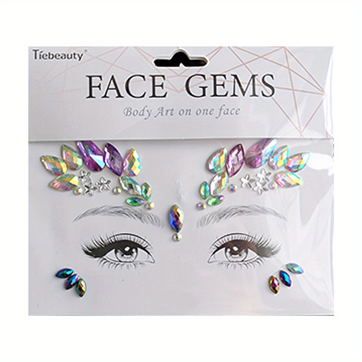 Rhinestone Face Gems, 4-Pack Black Forehead Eye Festival Jewels