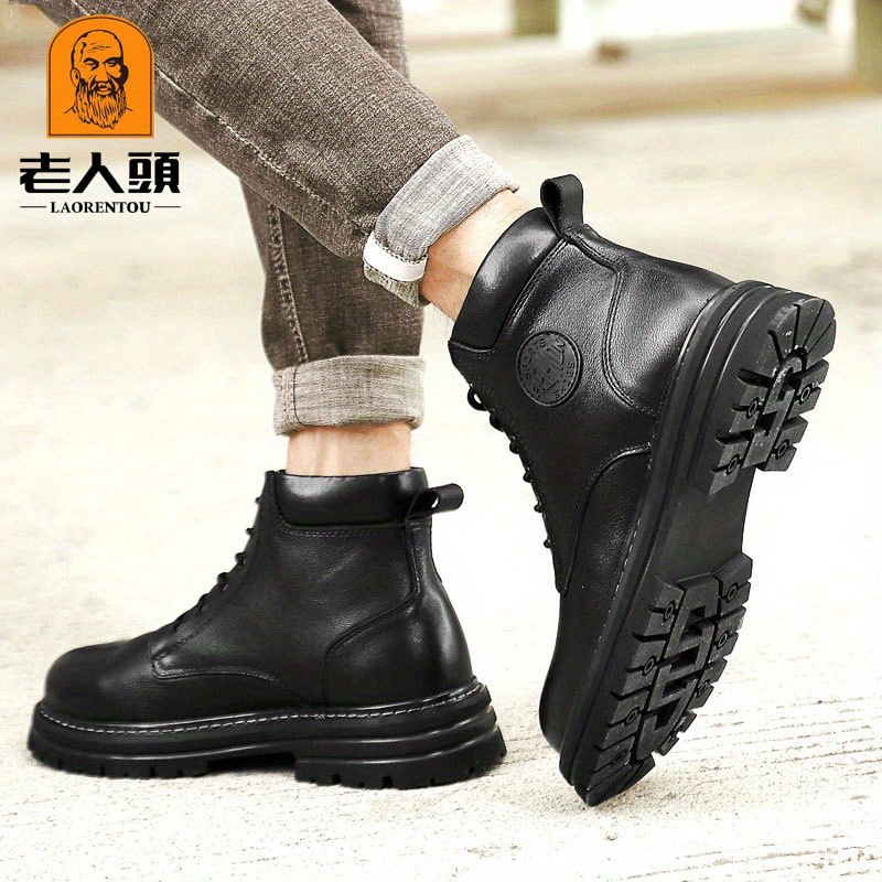 Laorentou Mens Casual Ankle Top Lace Up Boots Trendy Wear Resistant Non ...