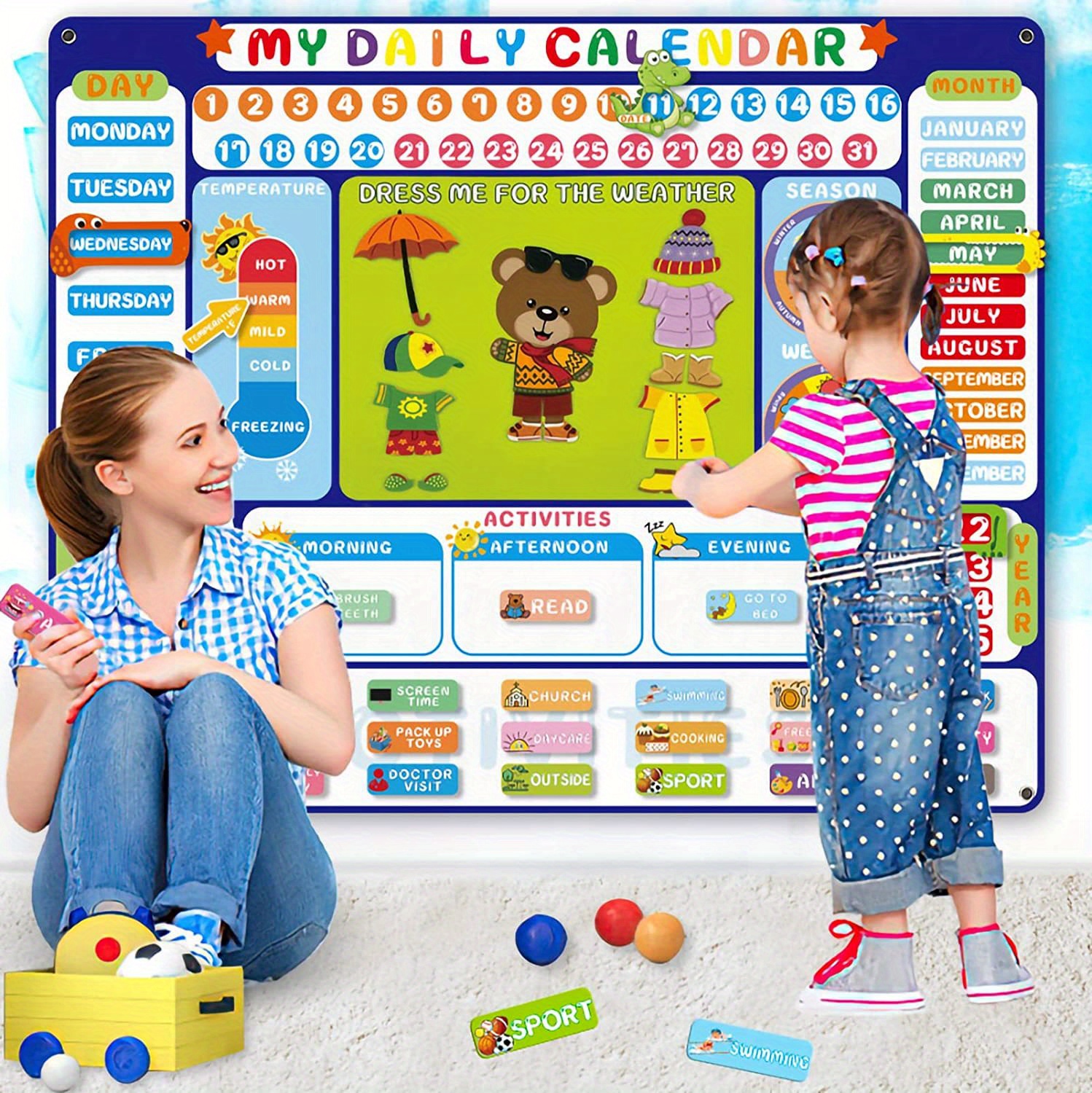Daily Calendar Felt Board Fun Learning Activities Temu Australia