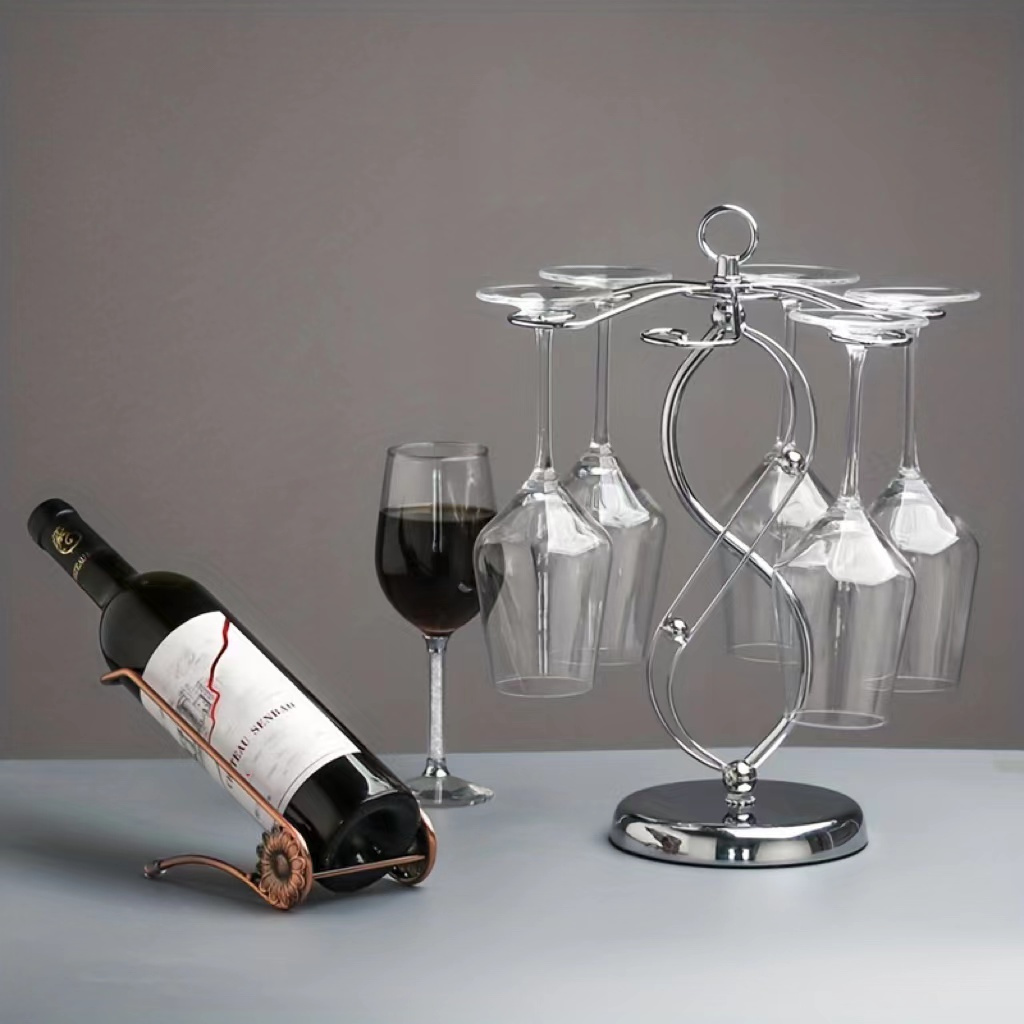 Estante colgante para copas de vino, soporte para copas de vino de metal de  hierro forjado, estante de almacenamiento de vidrio para copas de vino
