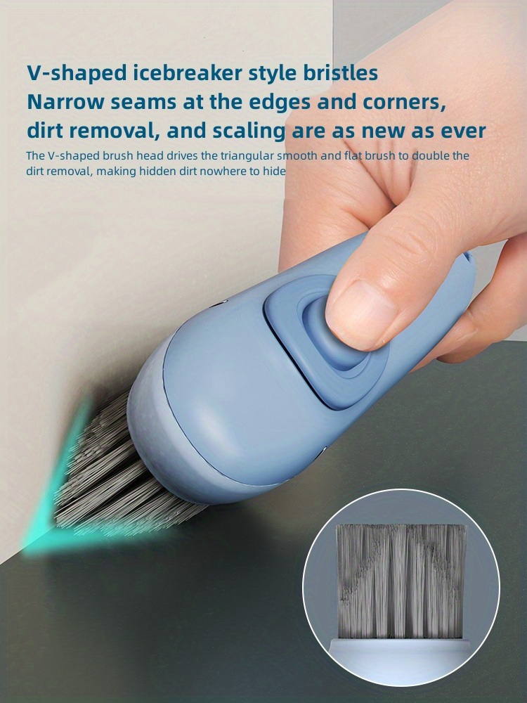 Vikan | Narrow Head Long Handle Stiff Cleaning Brush Blue