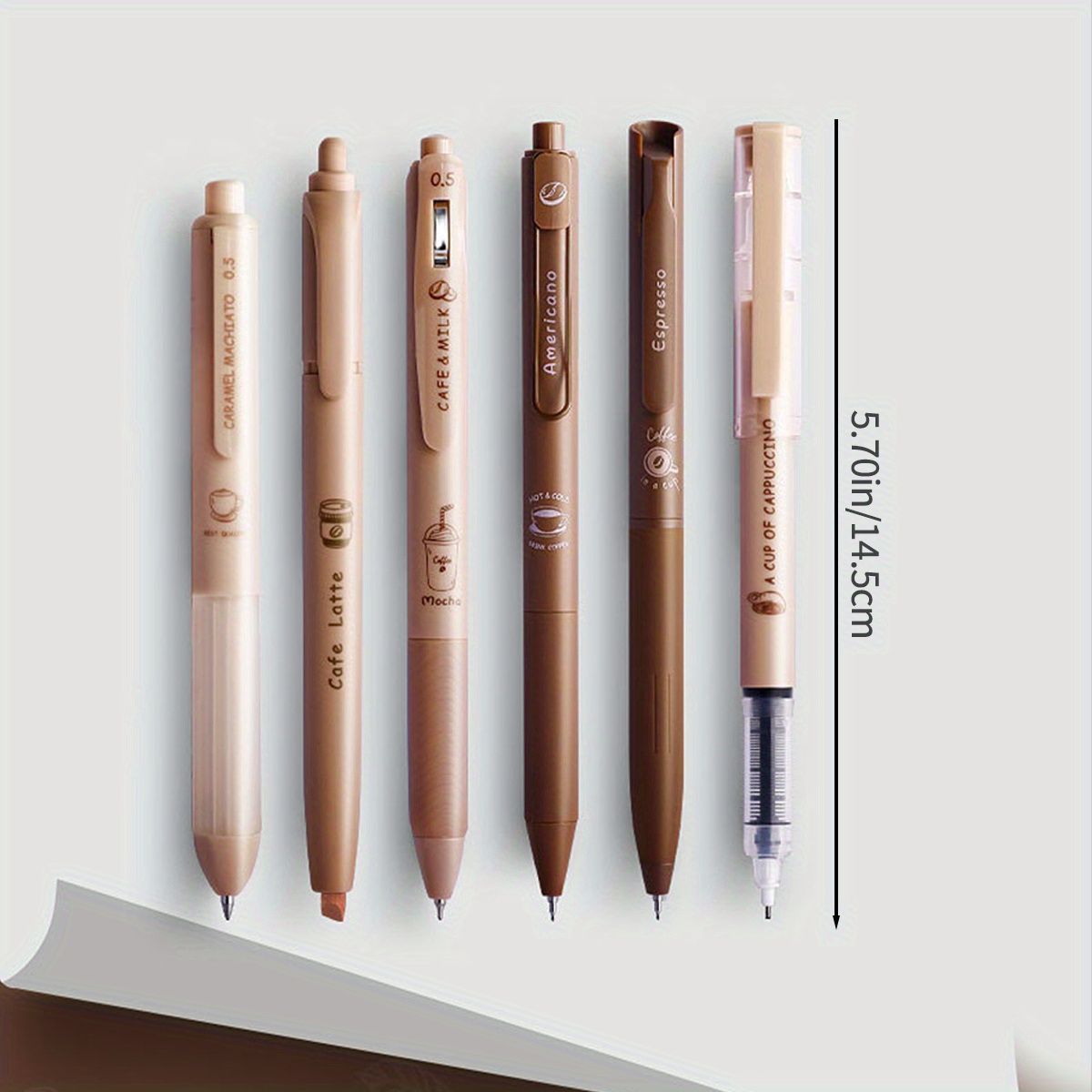 6-Pack Coffee-Colored Gel Pens - 0.5mm Tip, Quick-Drying Ink, Large  Capacity for Signature Writing!