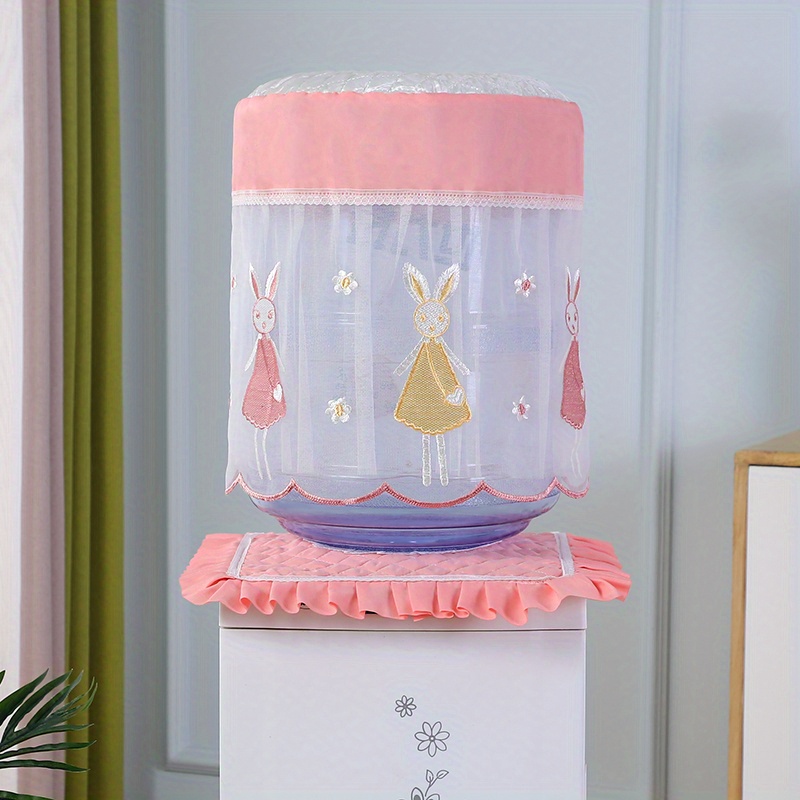 2pcs/set Polyester Water Dispenser Cover Set, Modern Floral & Figure  Embroidered Water Dispenser Barrel Dust Cover Set For Home