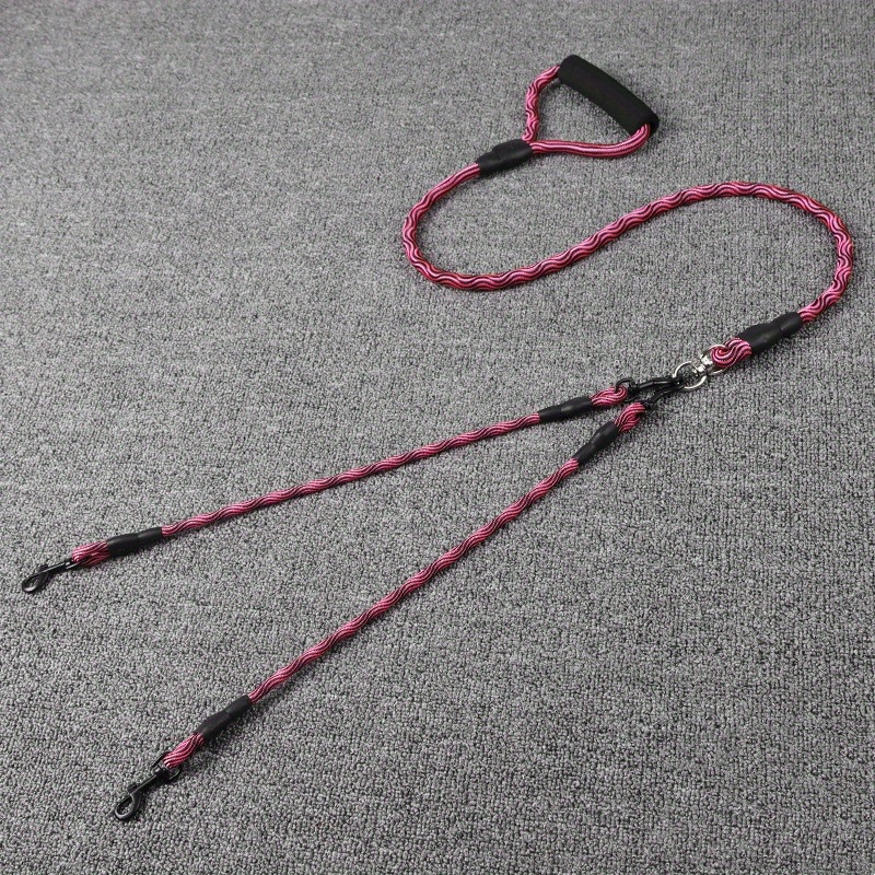 Wave Pattern Dual Dog Leash for Walking Two Dogs