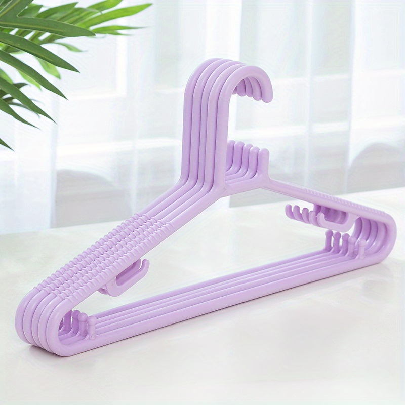 10pcs Clothes Hanger Non-Slip Drying No Trace Plastic Hanger for Home Use  Purple 