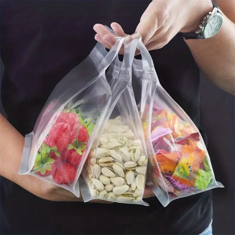 10pcs Leakproof Frosted Food Storage Bags - Perfect for Organizing Snacks,  Nuts, Vegetables, Fruits, and More - Reusable and Convenient for Kitchen an